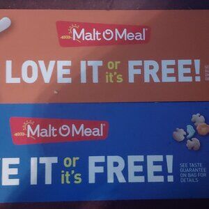 Lot of 2 Malt O Meal Grocery Store Display Banner Signs 3 Feet Long
